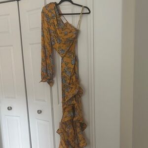 Bronx and Banco Asymmetrical Yellow Floral Dress